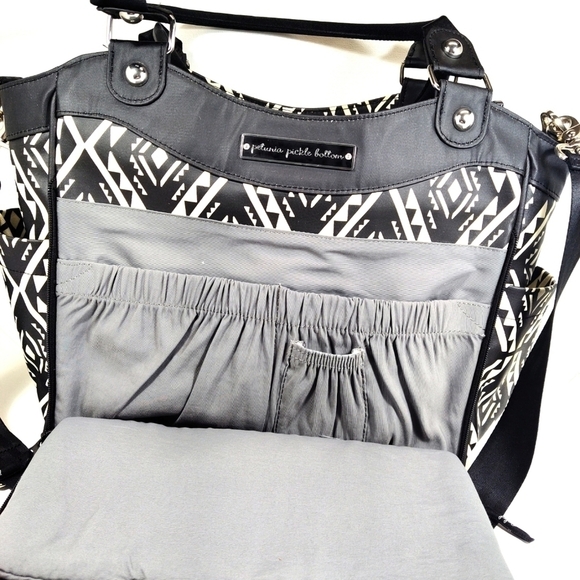 Tribal Print Black & White Tote Bag with Red Accent diaper bag- black& white - Picture 8 of 8
